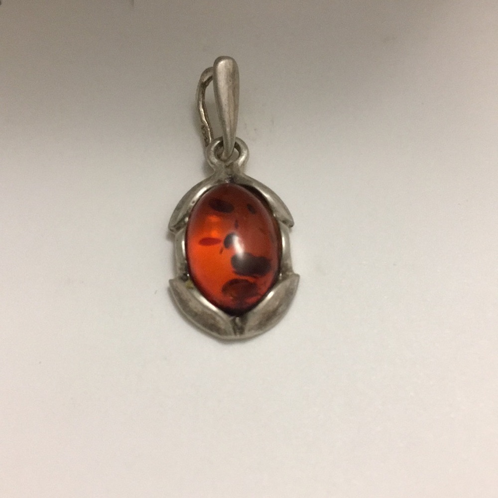 Genuine silver and Baltic amber pendant